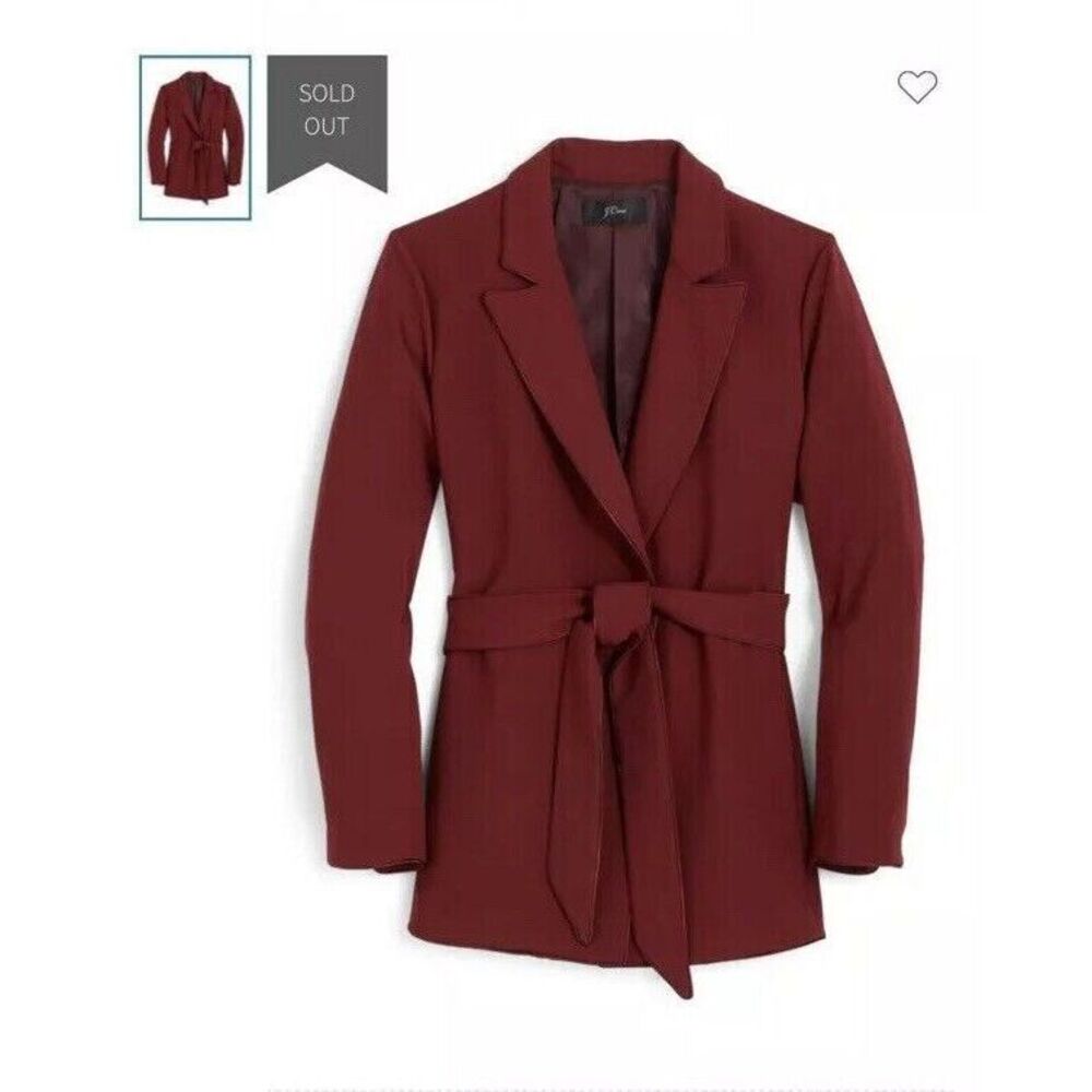 J.Crew NWT $178 Women's 365 Crepe Wrap Blazer Jacket Lapels Burgundy Red XL - Picture 3 of 5